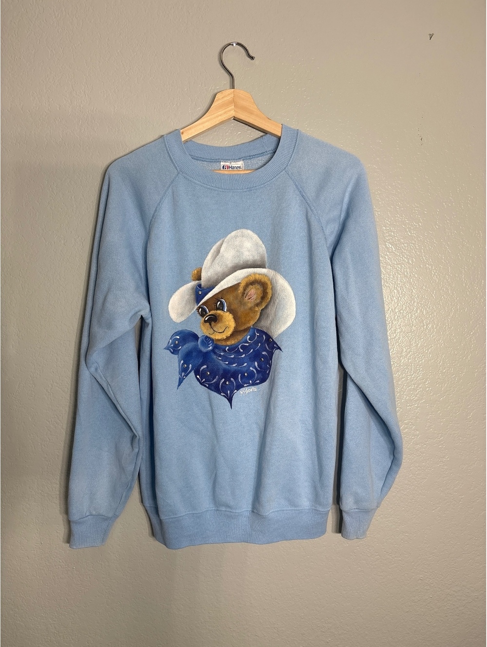 Vintage grandma kidcore  teddy bear USA Hanes oversized sweatshirt